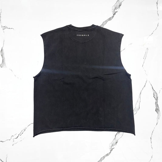 YoungLA Dark Wave Cut - Offs Black Wash Tank - Urban Utility