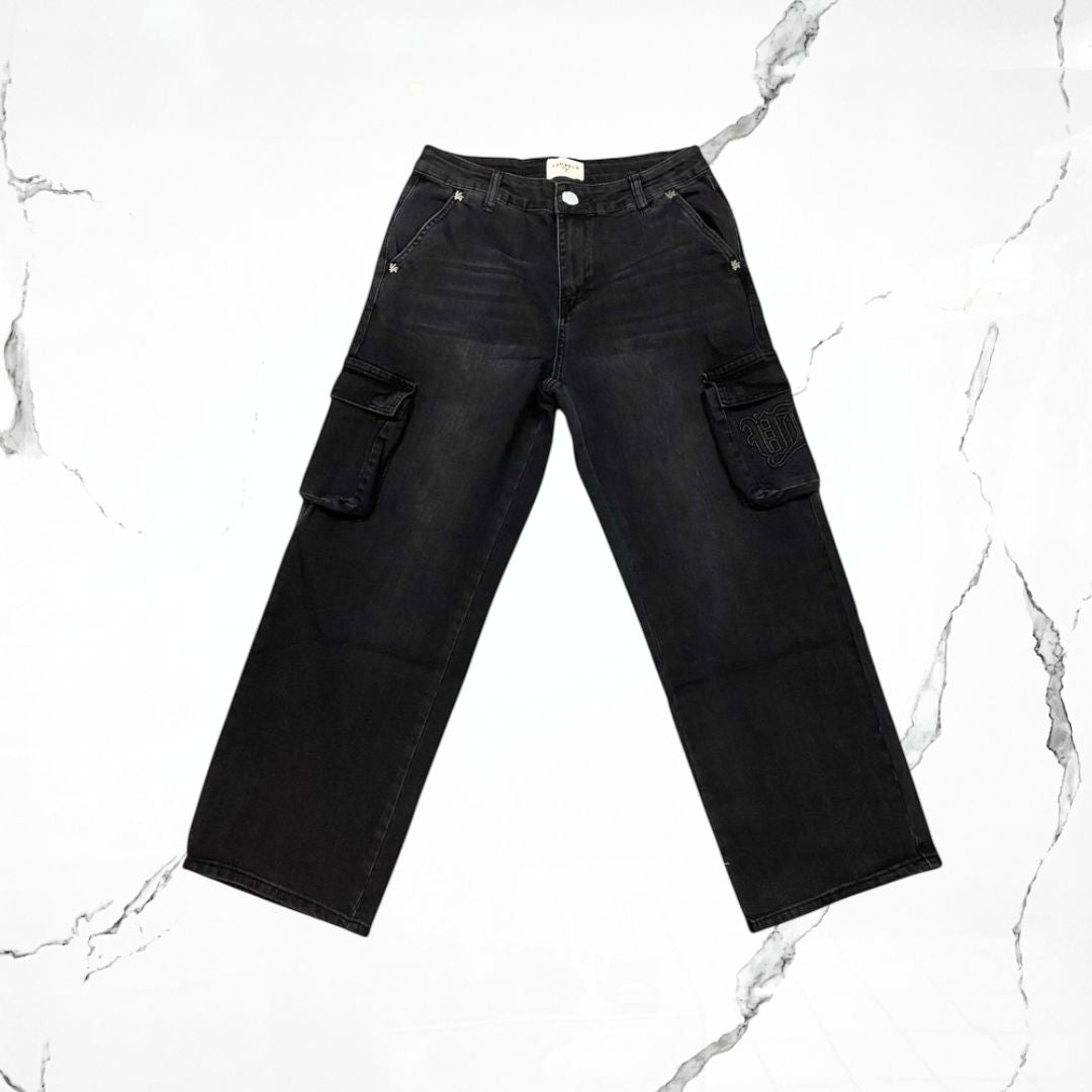 YoungLA Spring Black Wash Cargo Jeans - Urban Utility