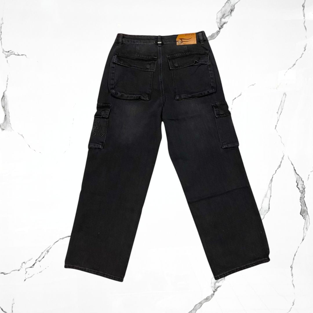 YoungLA Spring Black Wash Cargo Jeans - Urban Utility