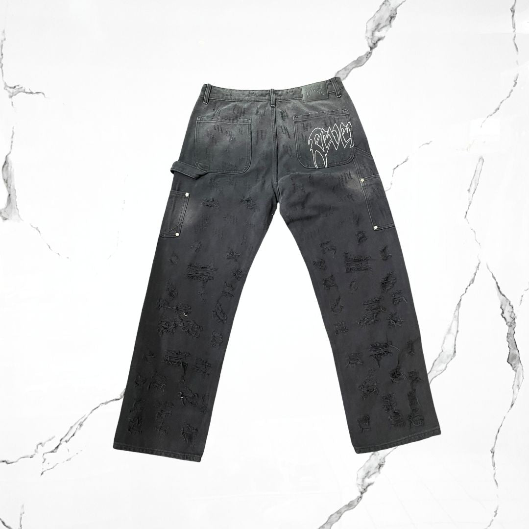 Revenge Distressed R Carpenter Black Pants - Urban Utility