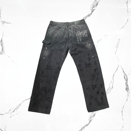 Revenge Distressed R Carpenter Black Pants - Urban Utility