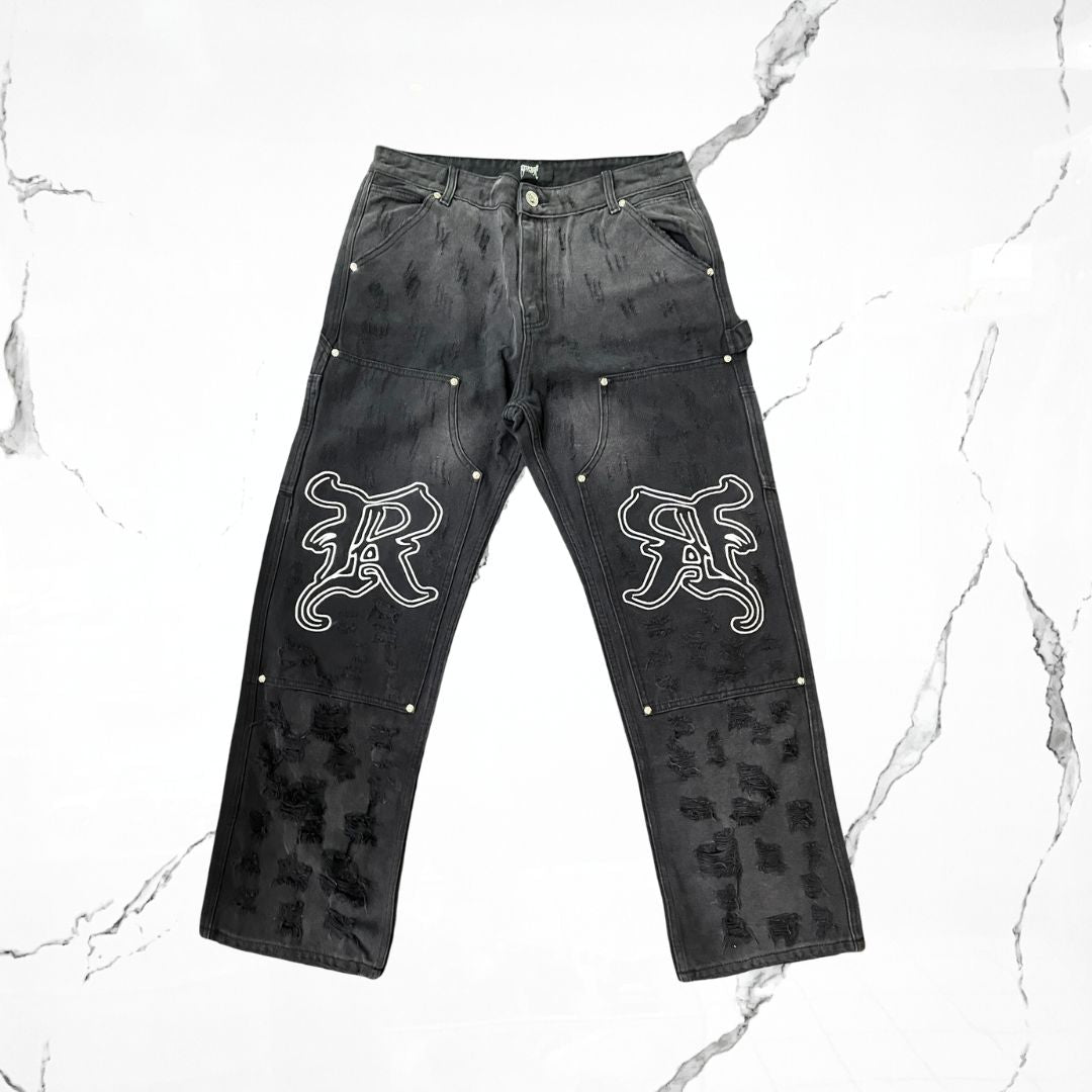 Revenge Distressed R Carpenter Black Pants - Urban Utility