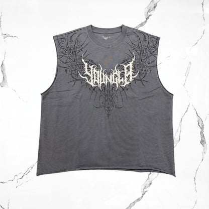 YoungLA Dark Wave Cut - Offs Grey Wash Tank - Urban Utility