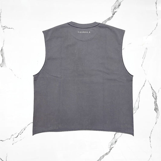 YoungLA Dark Wave Cut - Offs Grey Wash Tank - Urban Utility