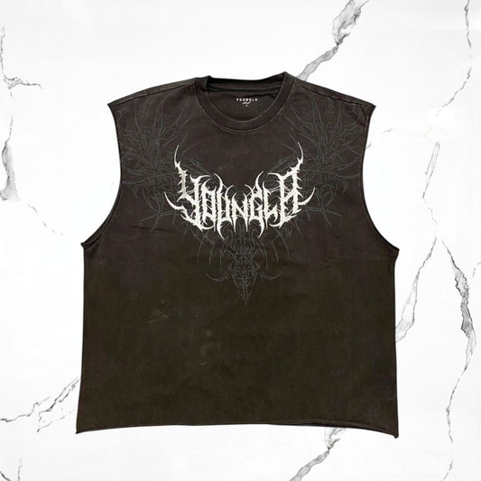 YoungLA Dark Wave Cut - Offs Brown Wash Tank - Urban Utility