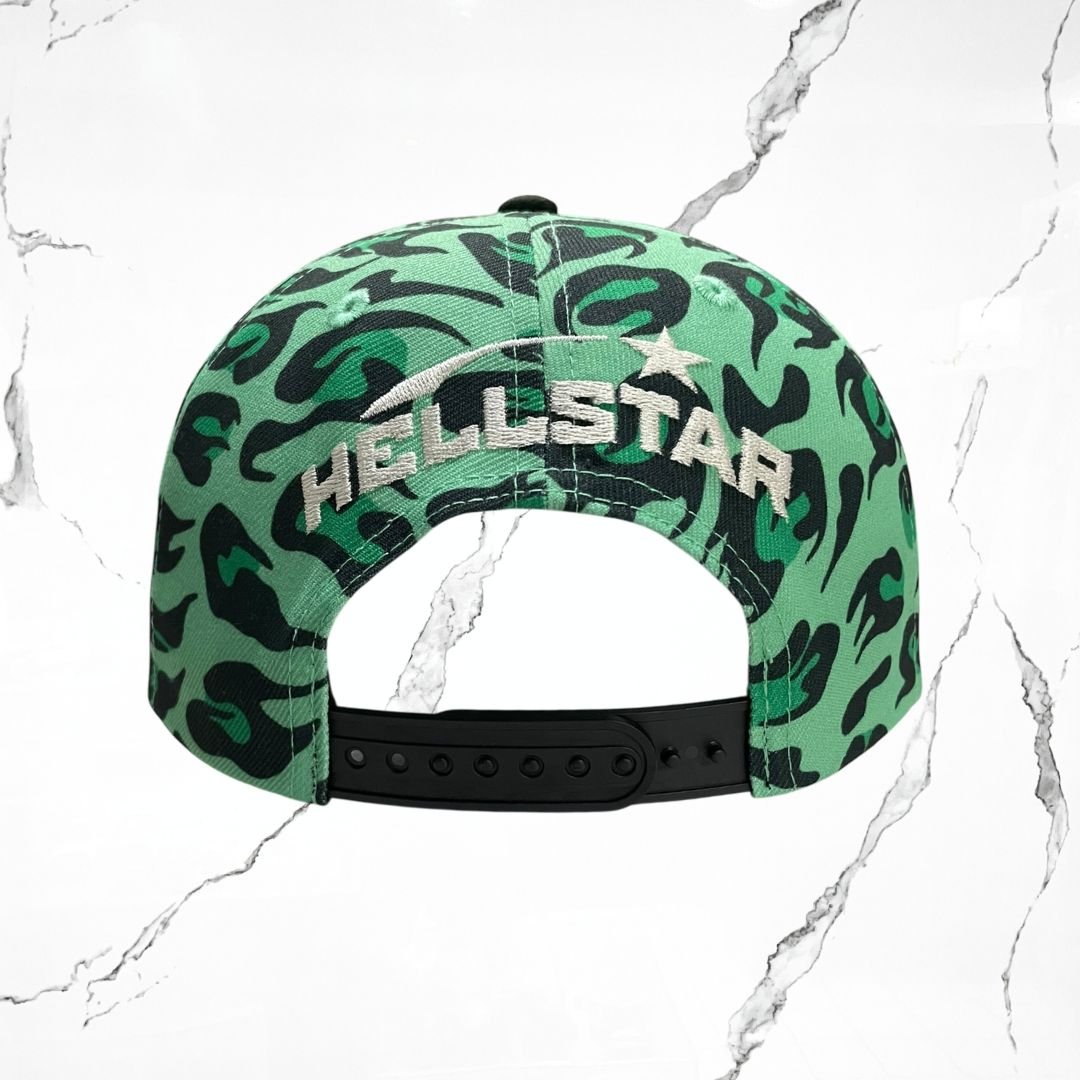 Hellstar Cheetah Print Fitted Hat Green Cap - Urban Utility