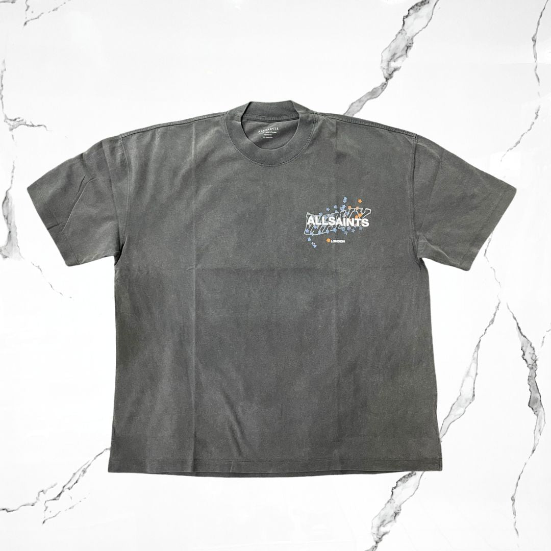 All Saints Wavy SS Crew Washed Black T-shirt - Urban Utility