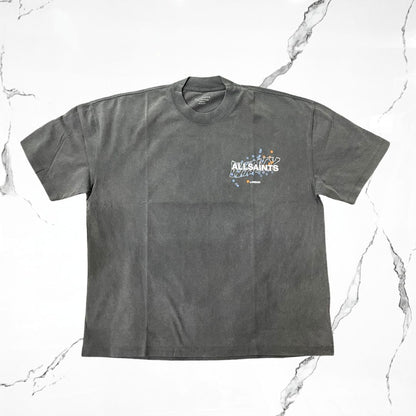 All Saints Wavy SS Crew Washed Black T-shirt - Urban Utility