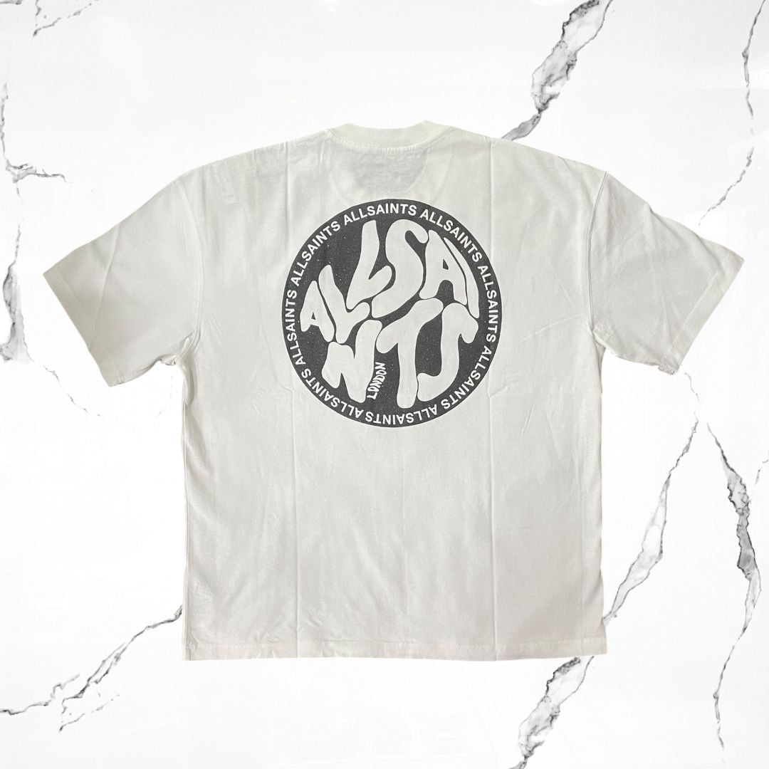 All Saints Distortion SS Crew Ashen White T-shirt - Urban Utility