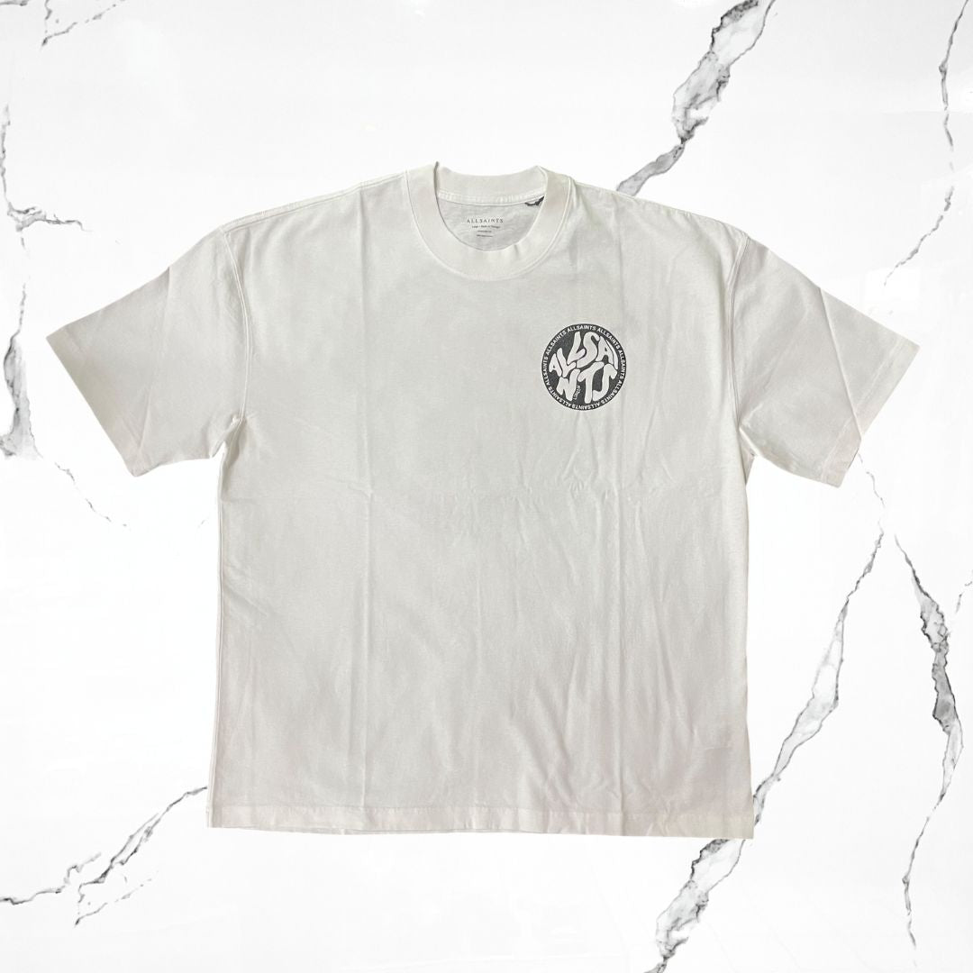All Saints Distortion SS Crew Ashen White T-shirt - Urban Utility