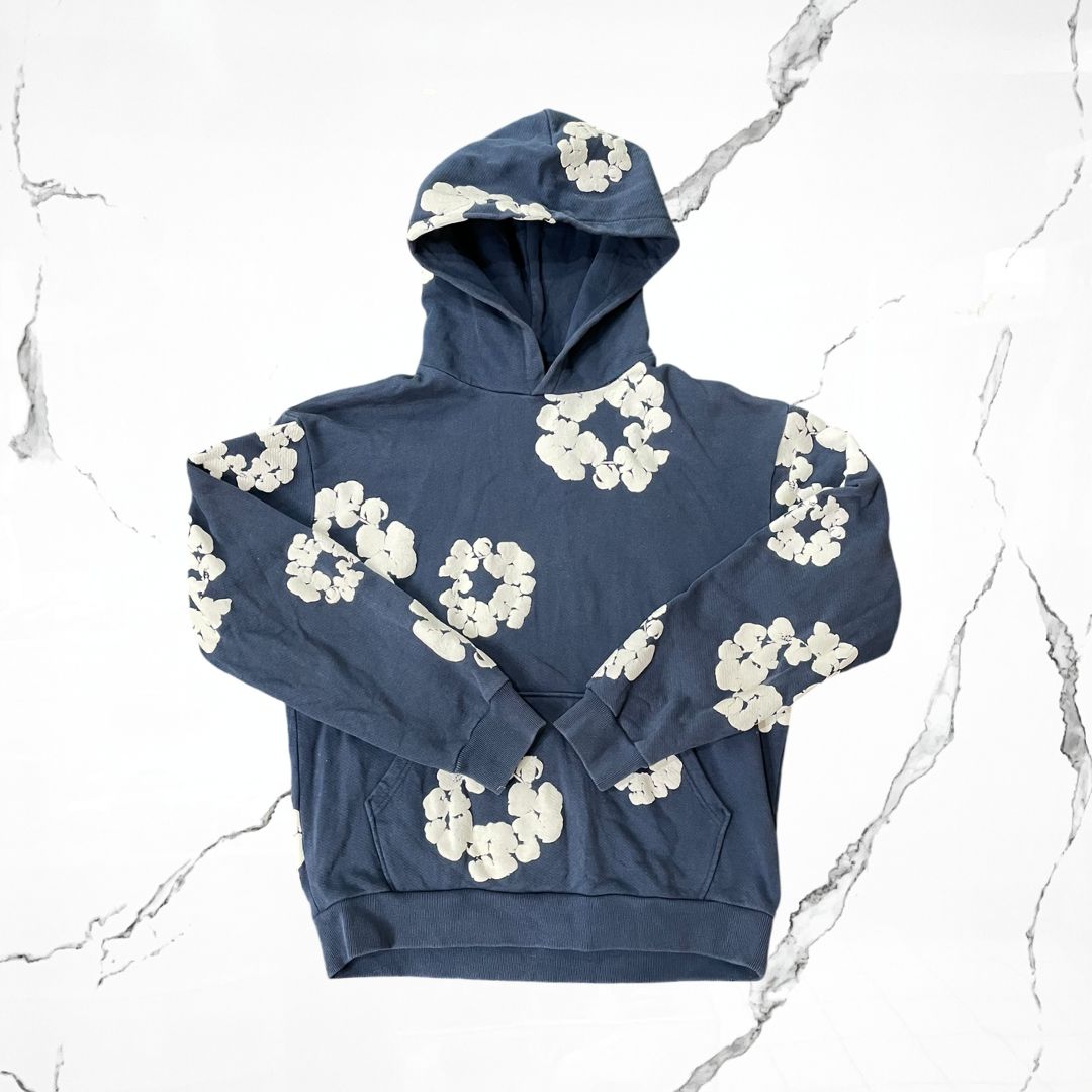 Denim Tears Navy Blue Hoodie (De Uso)