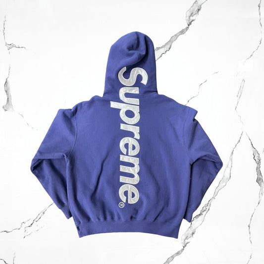 Supreme Satin Appliqué Sweatshirt Washed Navy Hoodie
