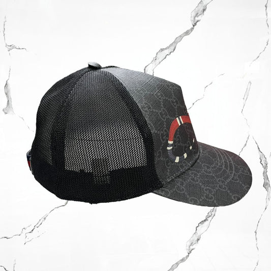 Gucci Kingsnake Print GG Supreme Baseball Black Grey