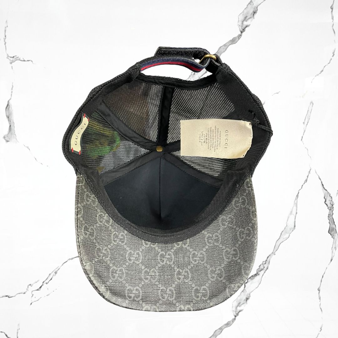 Gucci Kingsnake Print GG Supreme Baseball Black Grey
