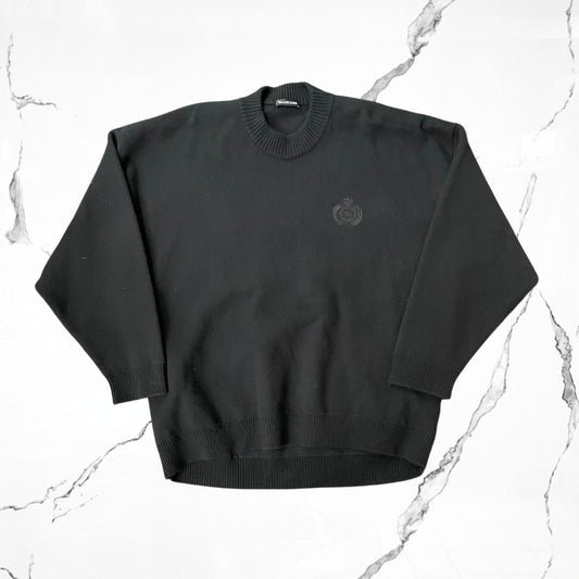 Balenciaga Embroidered Logo Black Sweater - Urban Utility