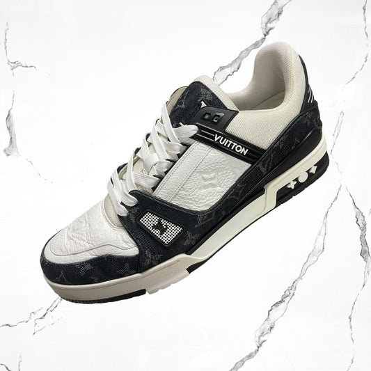 Louis Vuitton Trainer White Black Denim (De Uso) - Urban Utility