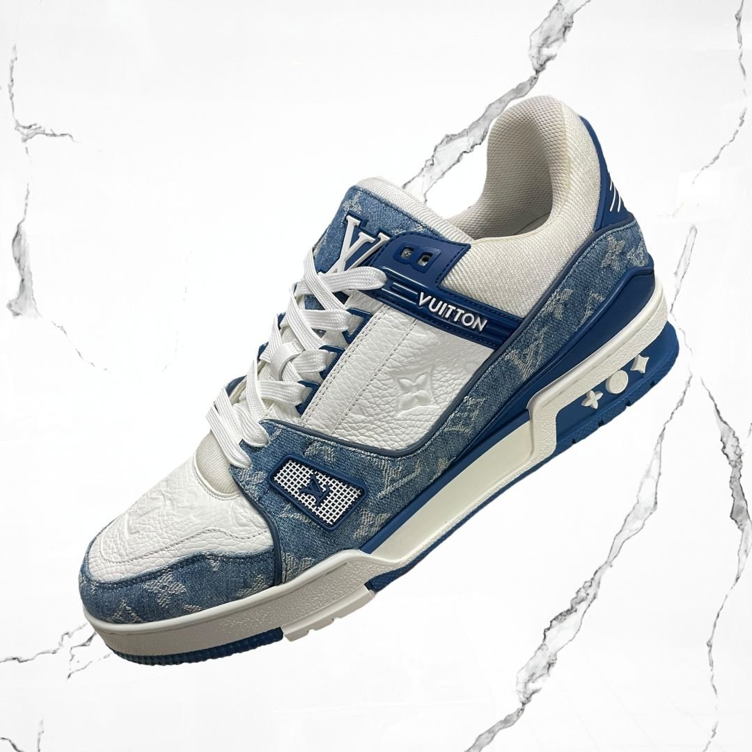 Louis Vuitton Trainer White Blue Denim (De Uso) - Urban Utility