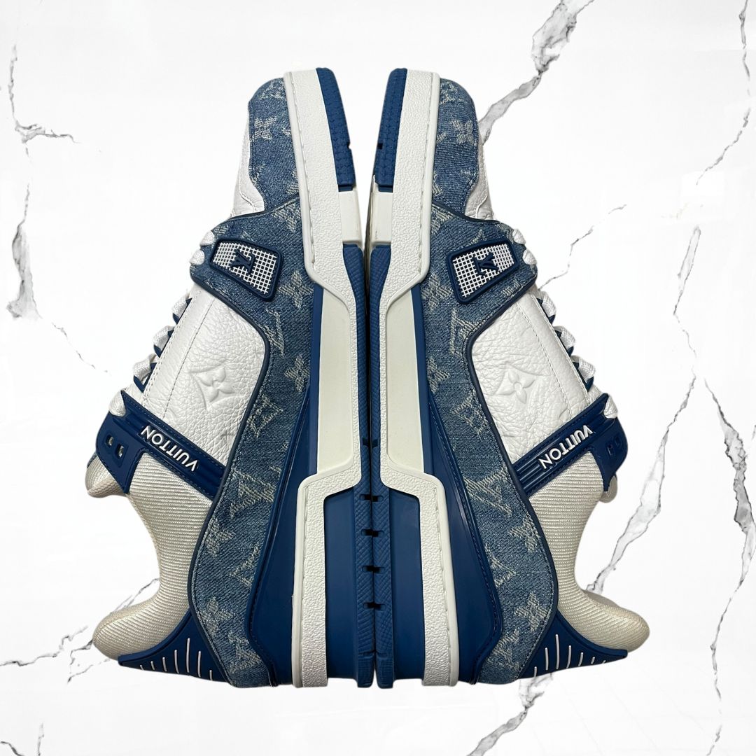 Louis Vuitton Trainer White Blue Denim (De Uso) - Urban Utility