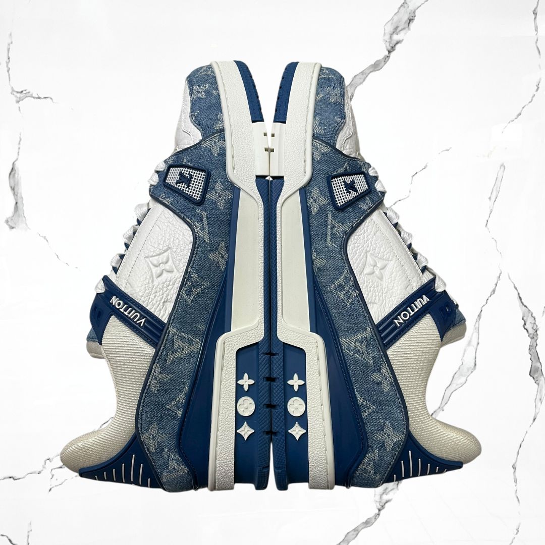 Louis Vuitton Trainer White Blue Denim (De Uso) - Urban Utility