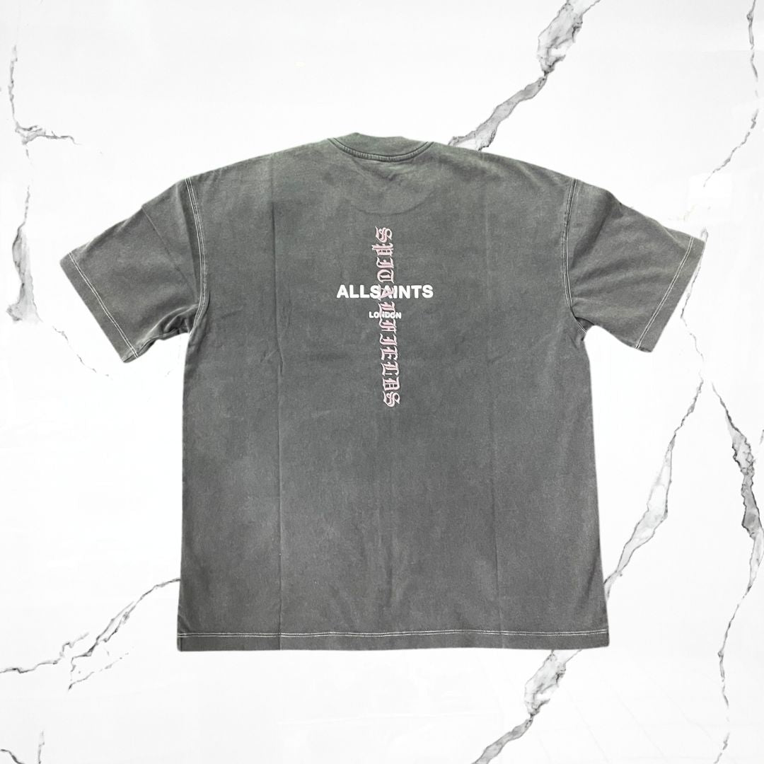 All Saints Knox SS Crew Washed Black T-shirt - Urban Utility