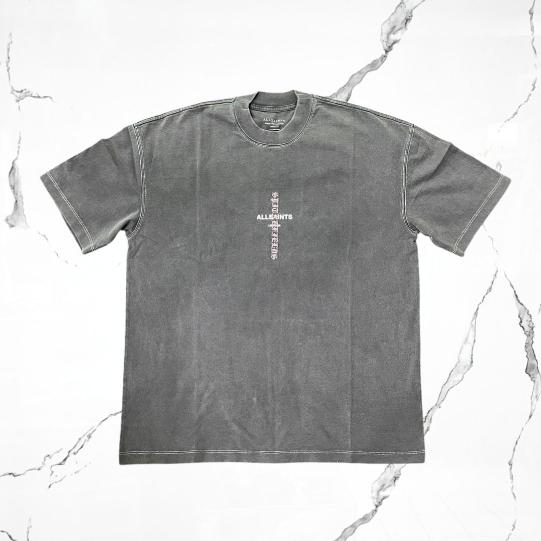 All Saints Knox SS Crew Washed Black T-shirt - Urban Utility