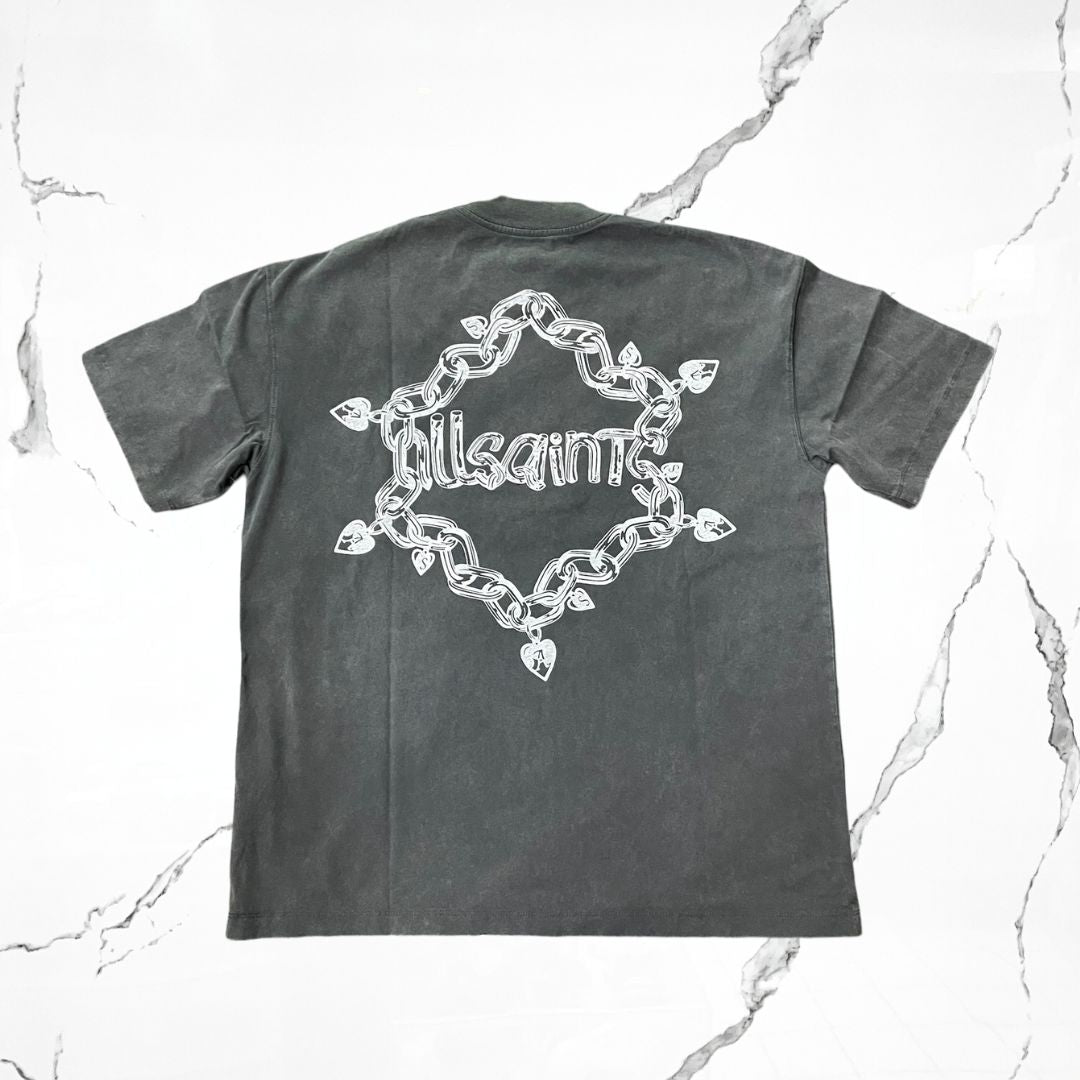 All Saints Drip SS Crew Washed Black T-shirt - Urban Utility