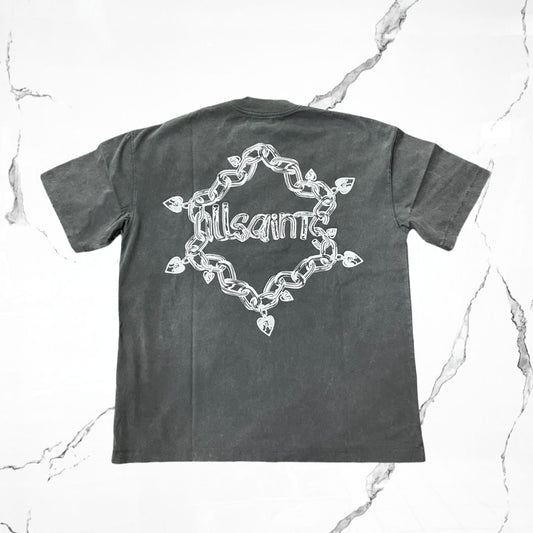 All Saints Drip SS Crew Washed Black T-shirt - Urban Utility