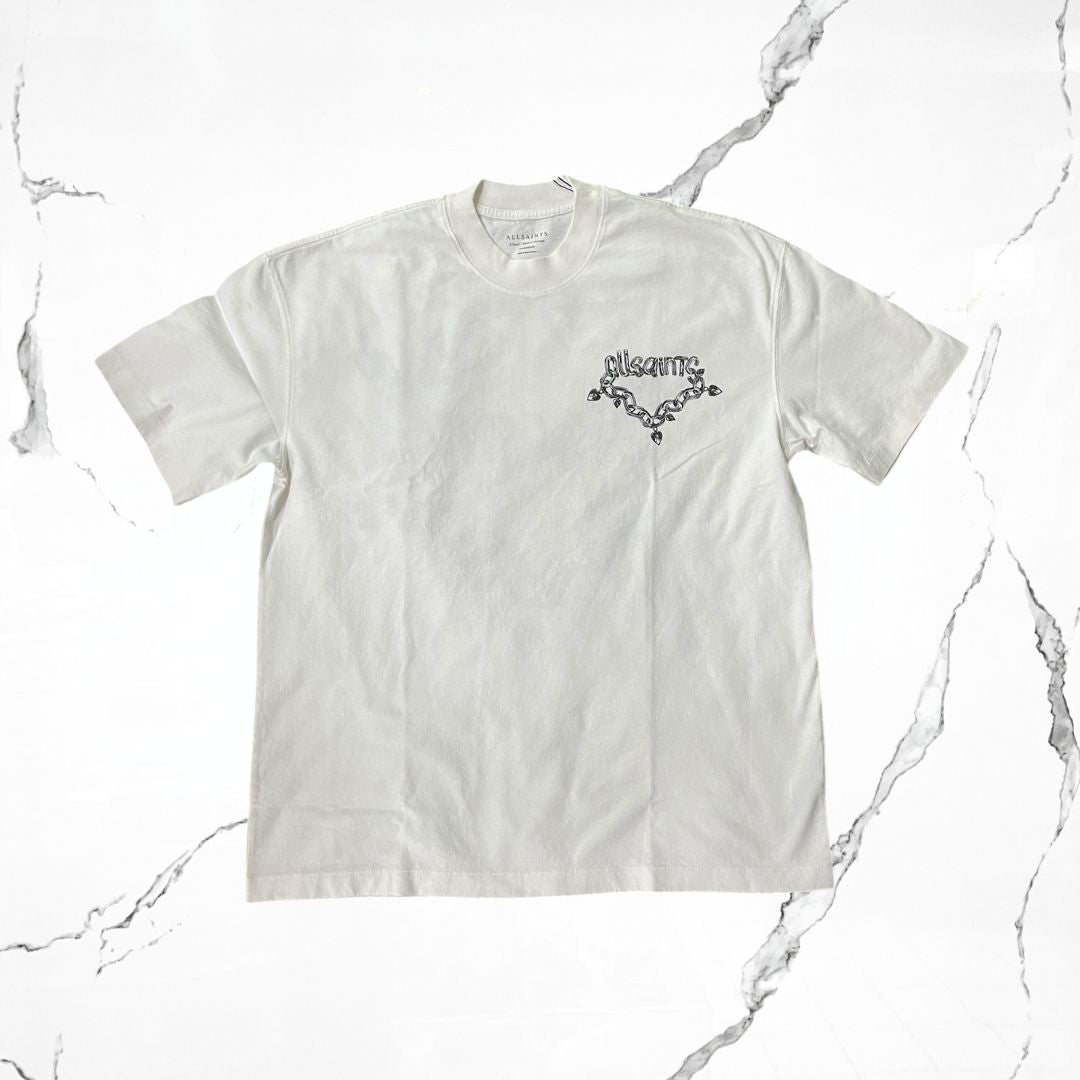 All Saints Drip SS Crew Chalk White T-shirt - Urban Utility