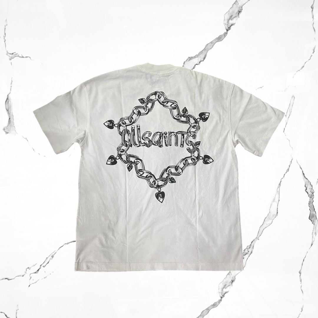 All Saints Drip SS Crew Chalk White T-shirt - Urban Utility