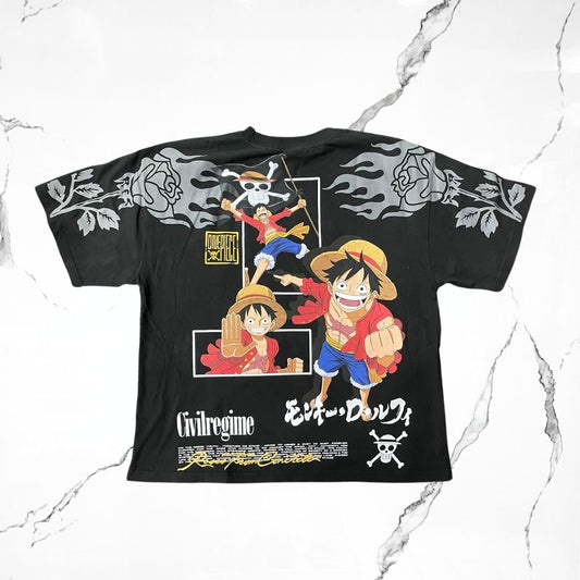 Civilregime x One Piece Luffy Eyes Black T-shirt - Urban Utility