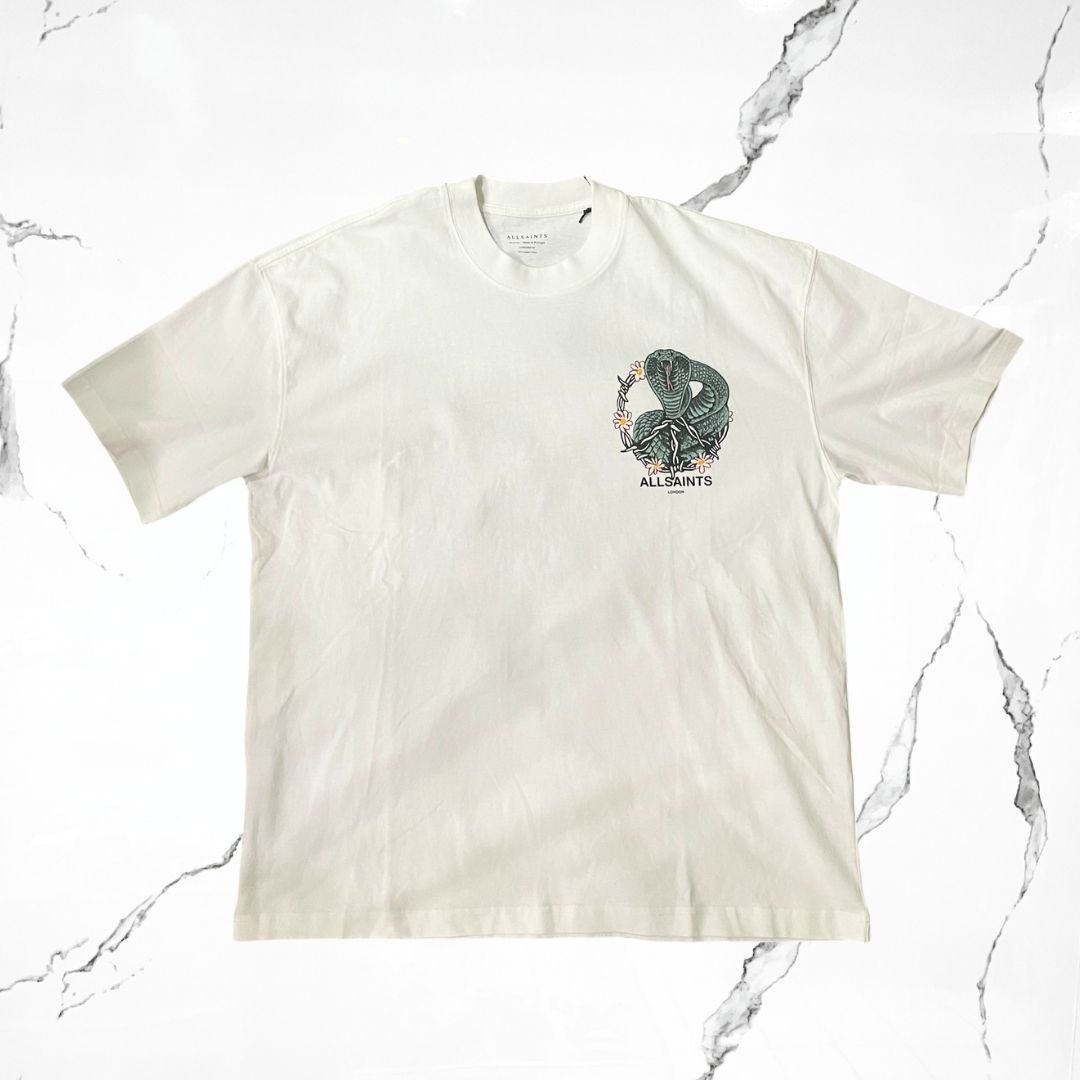 All Saints Snakebite SS Crew Optic White T-shirt - Urban Utility