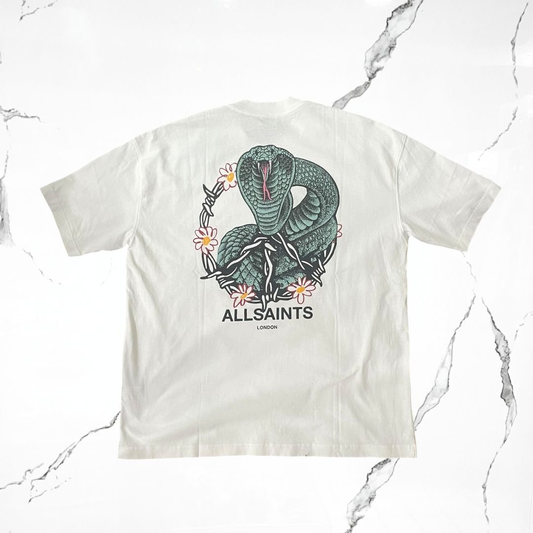 All Saints Snakebite SS Crew Optic White T-shirt - Urban Utility