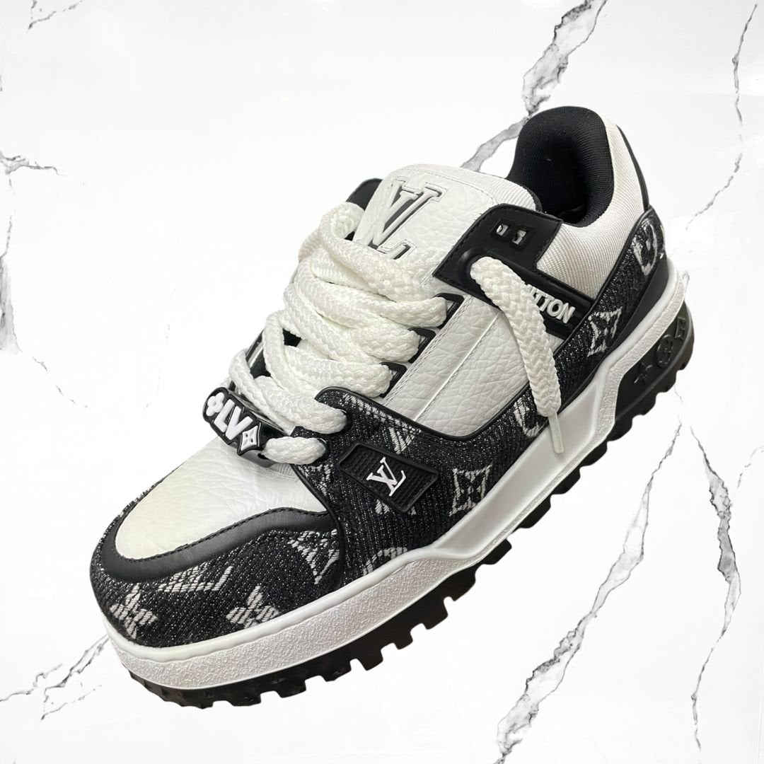 Louis Vuitton Trainer Maxi Denim Monogram Black and White - Urban Utility