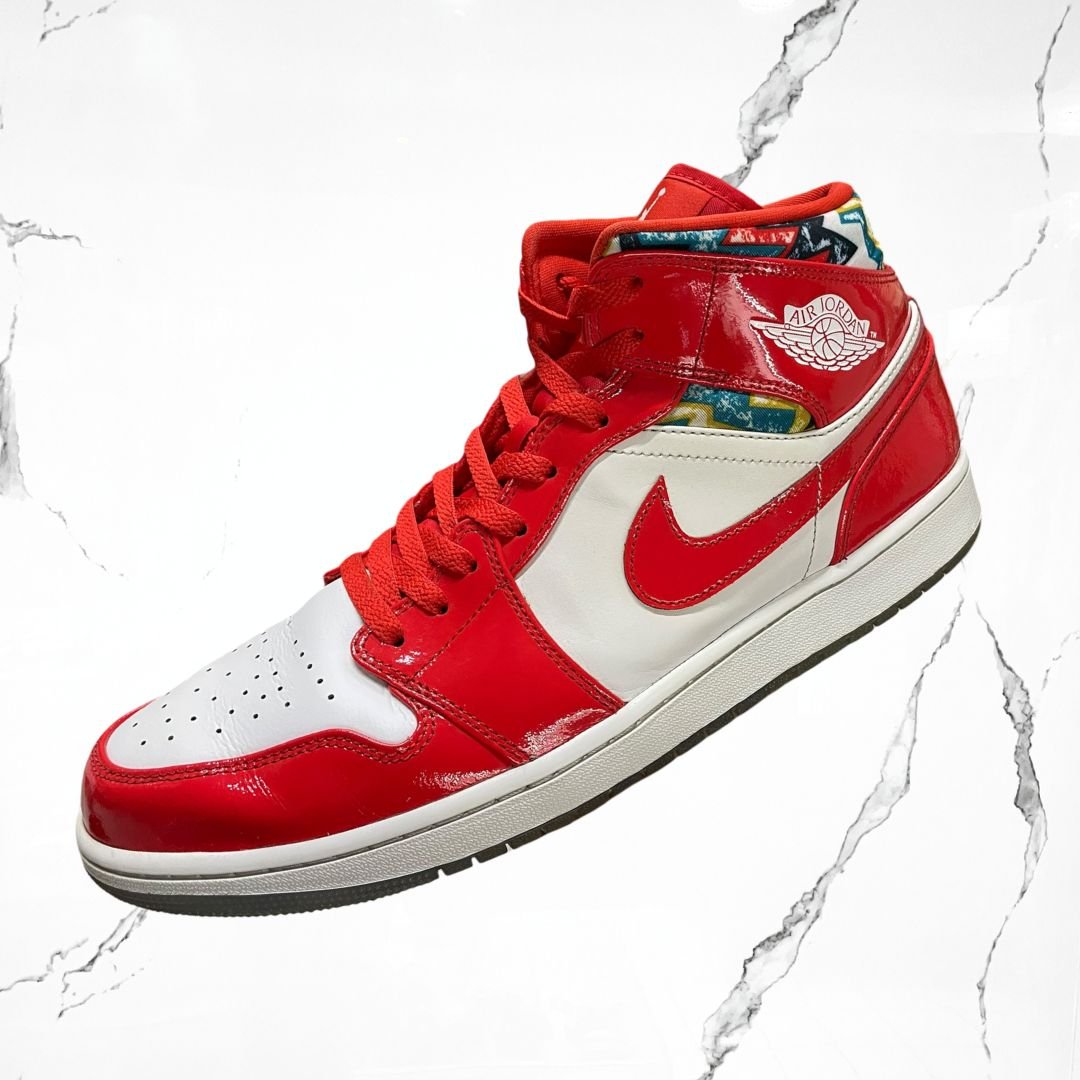 Jordan 1 Mid Barcelona Sweater Red Patent (De Uso) - Urban Utility