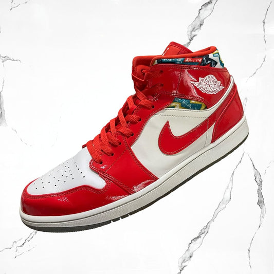 Jordan 1 Mid Barcelona Sweater Red Patent (De Uso) - Urban Utility