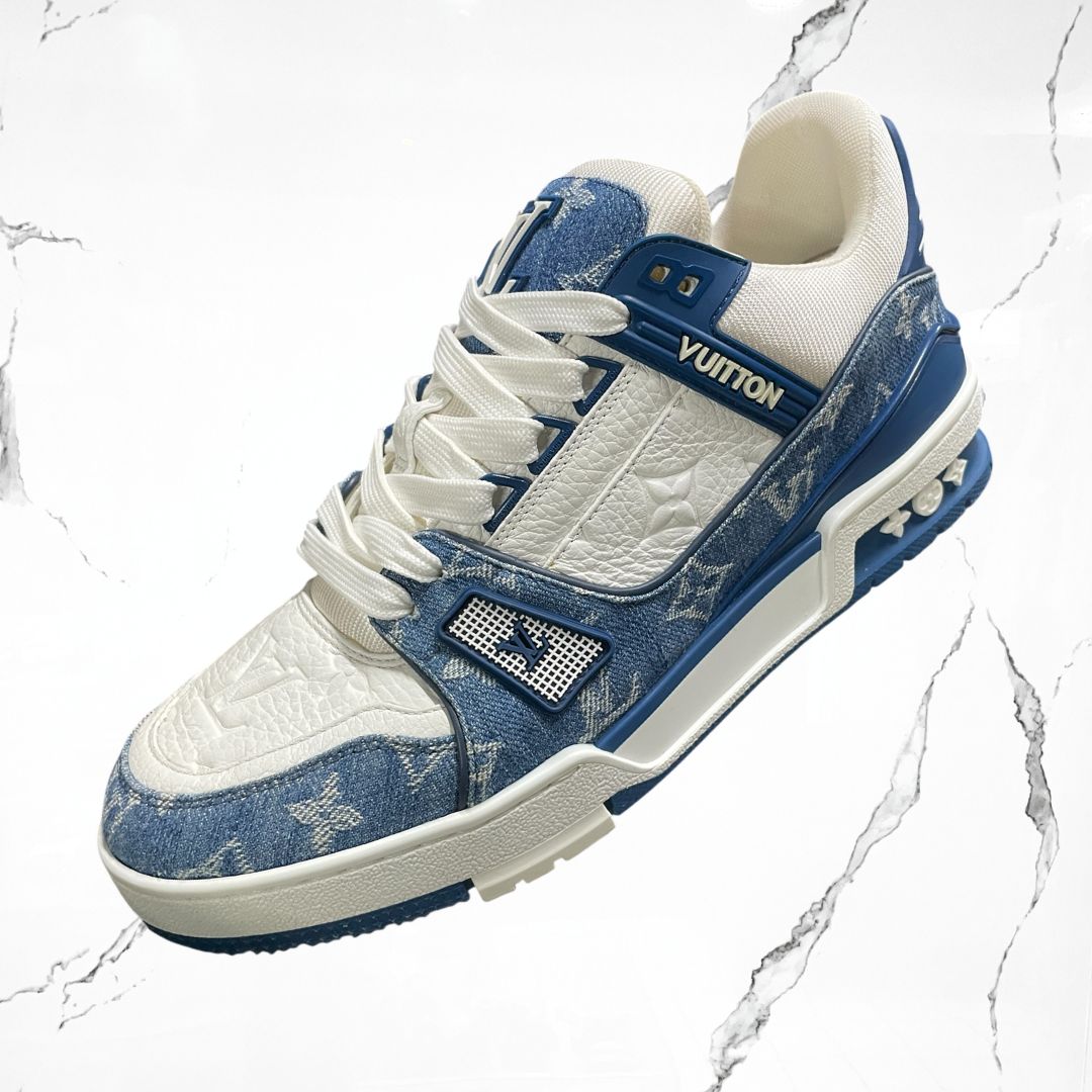 Louis Vuitton Trainer White Blue Denim (De Uso) - Urban Utility
