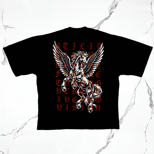 Utility Con Mucho Amor Pegasus Black Red T-Shirt - Urban Utility