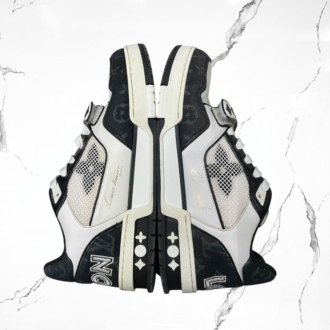 Louis Vuitton Trainer Velcro Strap Monogram Denim Black White (De Uso) - Urban Utility