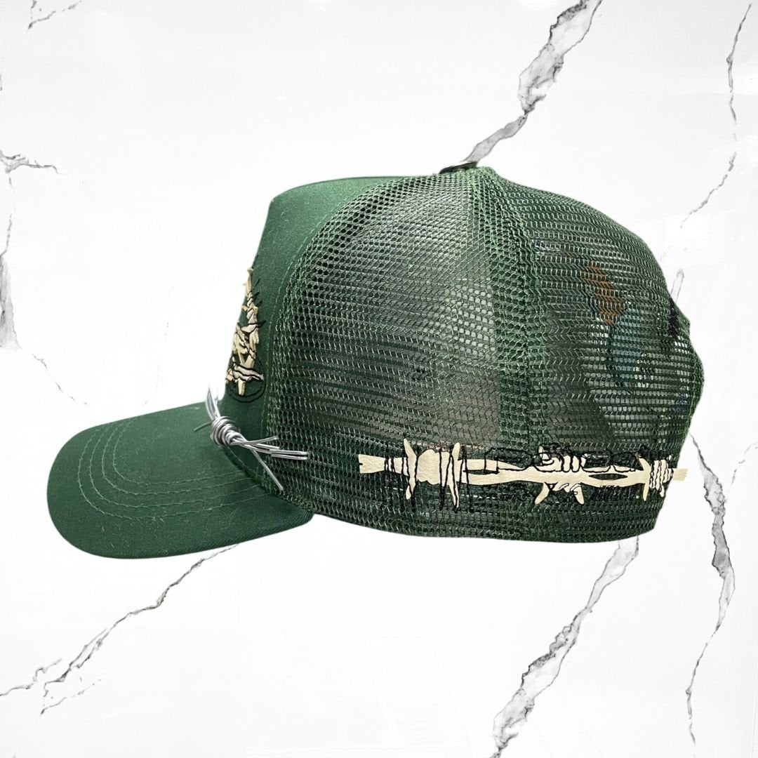 Palida Trucker Hat Parche Beige Verde Bandera Cap - Urban Utility