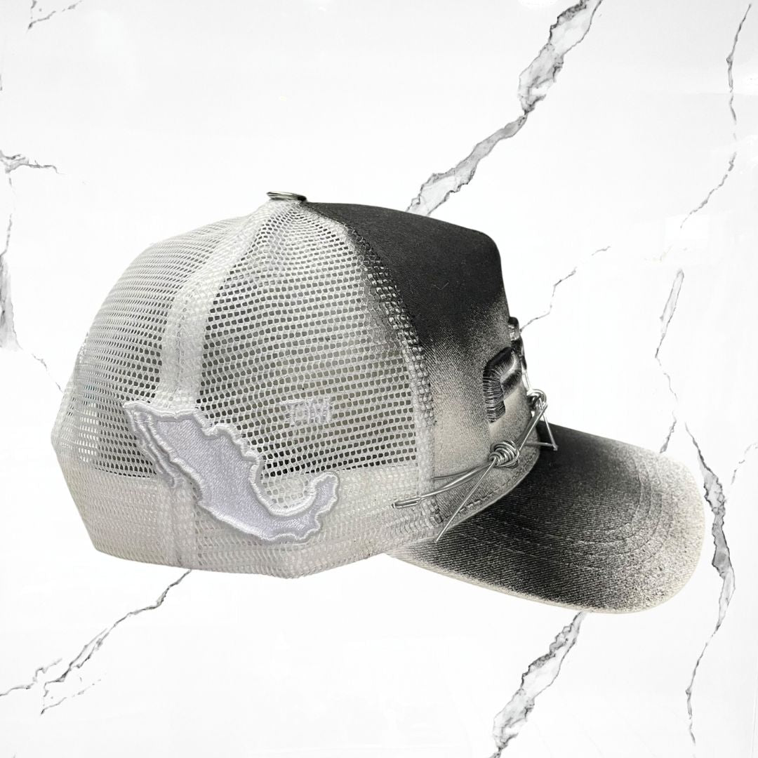 Palida Trucker Hat Box Logo White Grey Cap