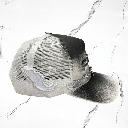 Palida Trucker Hat Box Logo White Grey Cap - Urban Utility