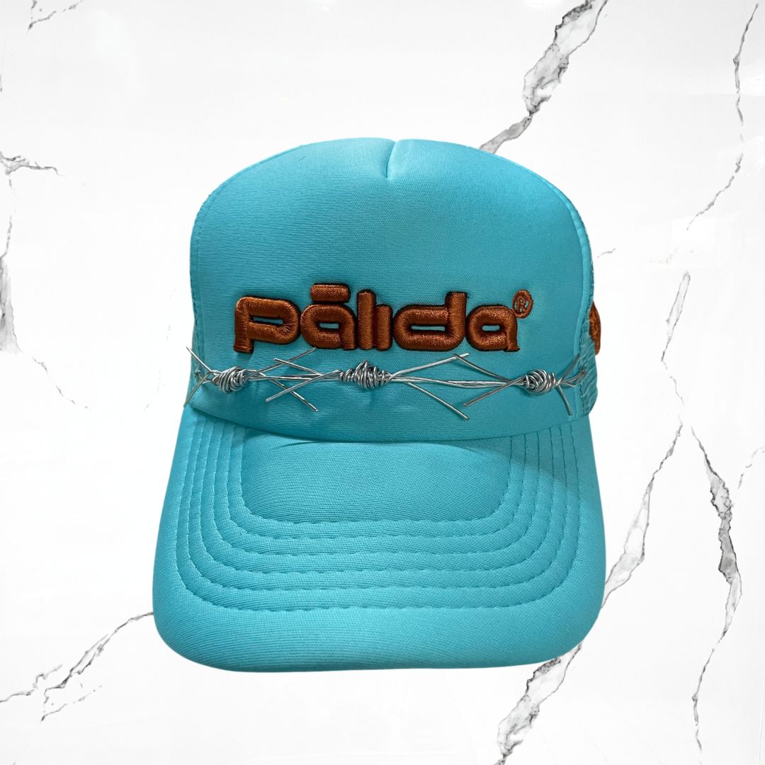 Palida Trucker Hat Box Logo Sky Blue Orange Cap - Urban Utility