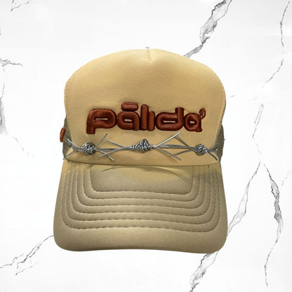 Palida Trucker Hat Box Logo Beige Brown Orange Cap