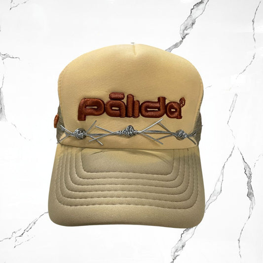 Palida Trucker Hat Box Logo Beige Brown Orange Cap - Urban Utility