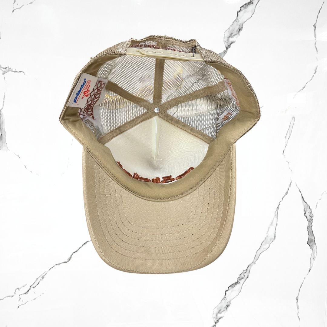 Palida Trucker Hat Box Logo Beige Brown Orange Cap - Urban Utility
