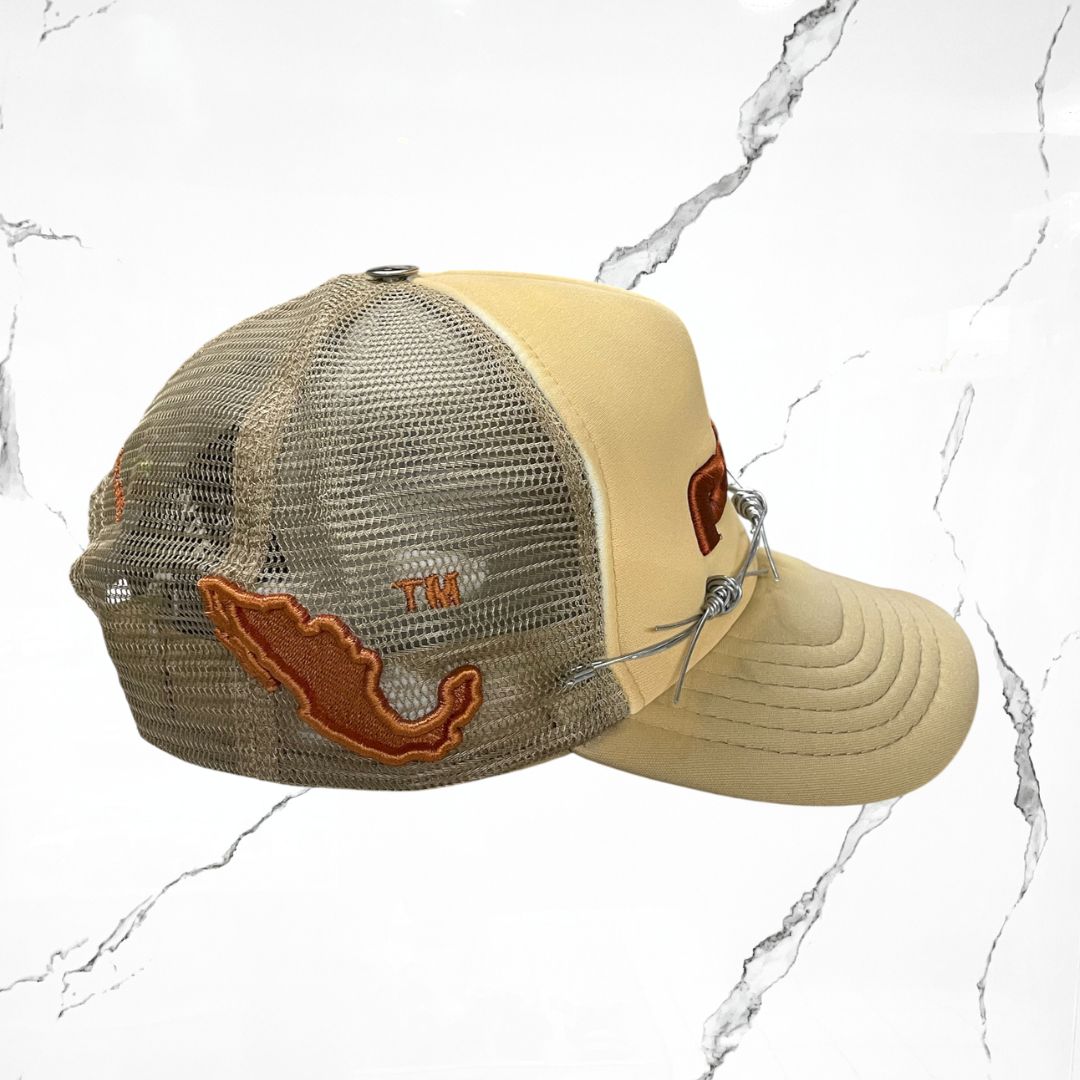 Palida Trucker Hat Box Logo Beige Brown Orange Cap