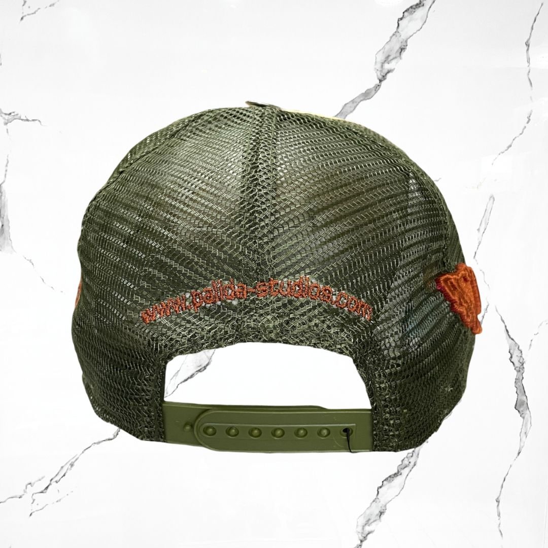 Palida Trucker Hat Box Logo Beige Olivo Orange Cap - Urban Utility