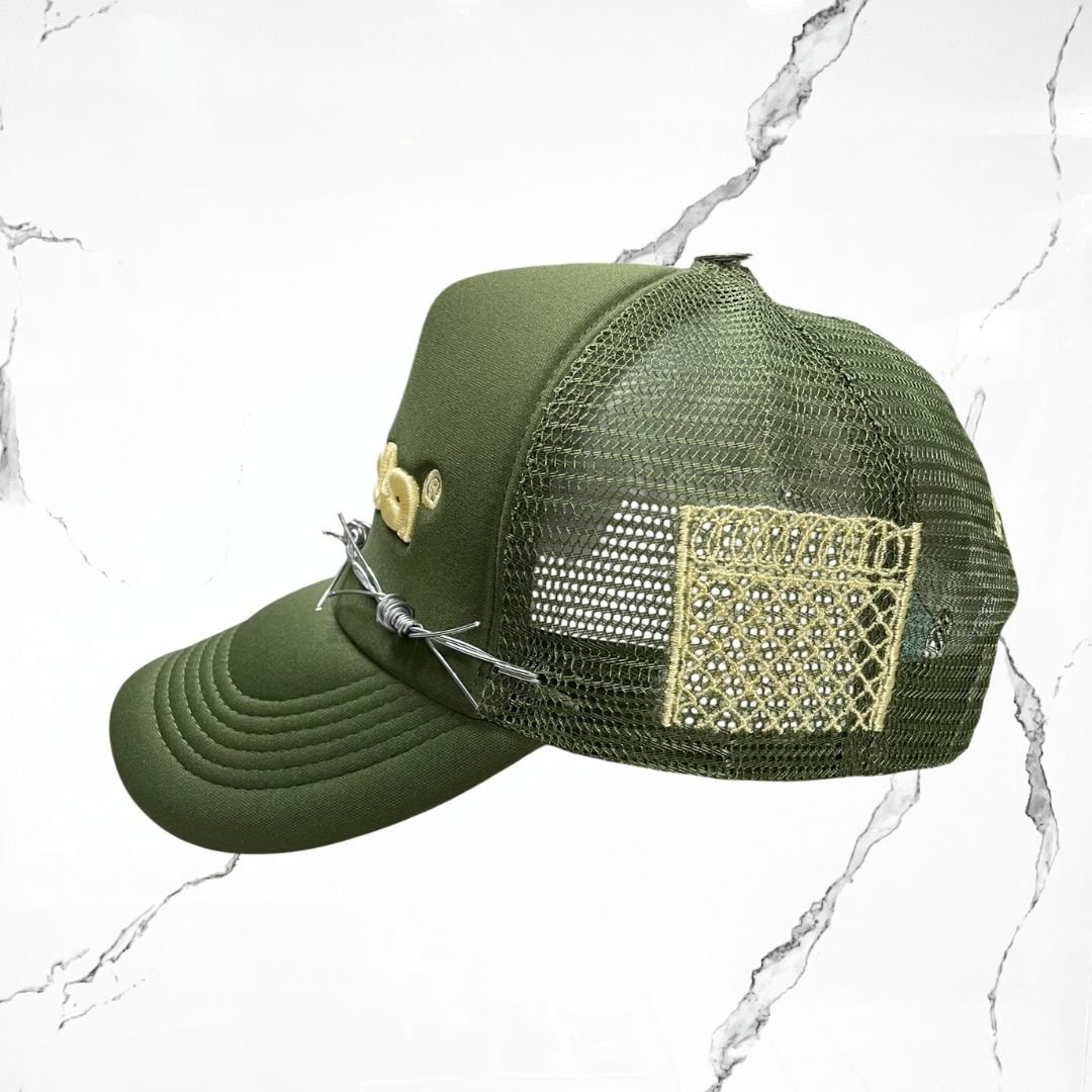 Palida Trucker Hat Box Logo Green Yellow Cap - Urban Utility