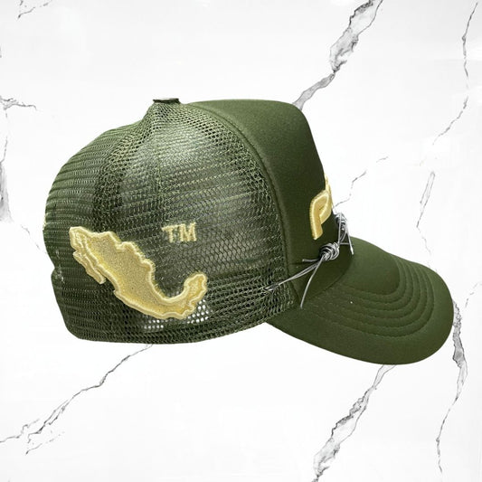 Palida Trucker Hat Box Logo Green Yellow Cap - Urban Utility
