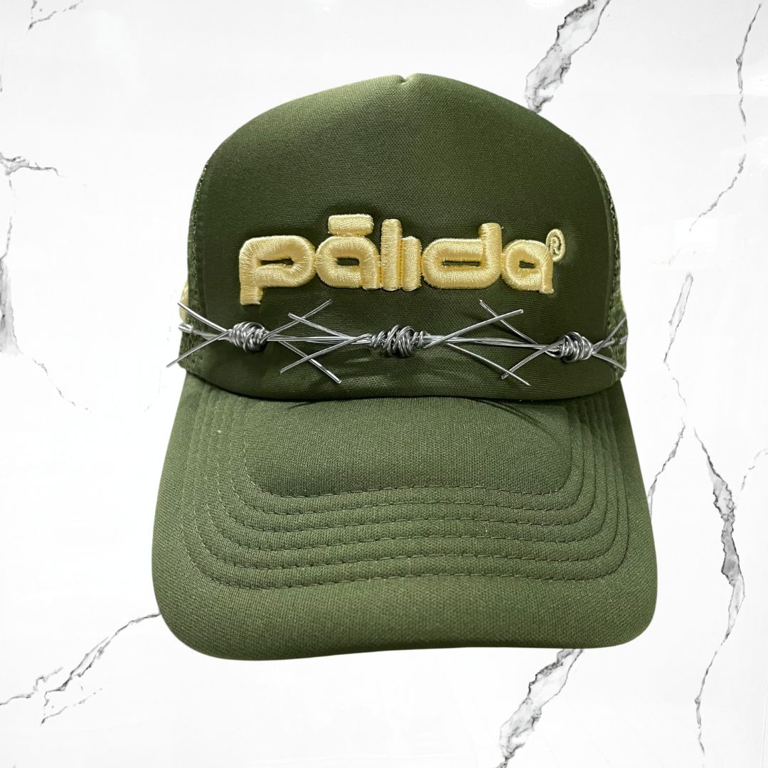 Palida Trucker Hat Box Logo Green Yellow Cap